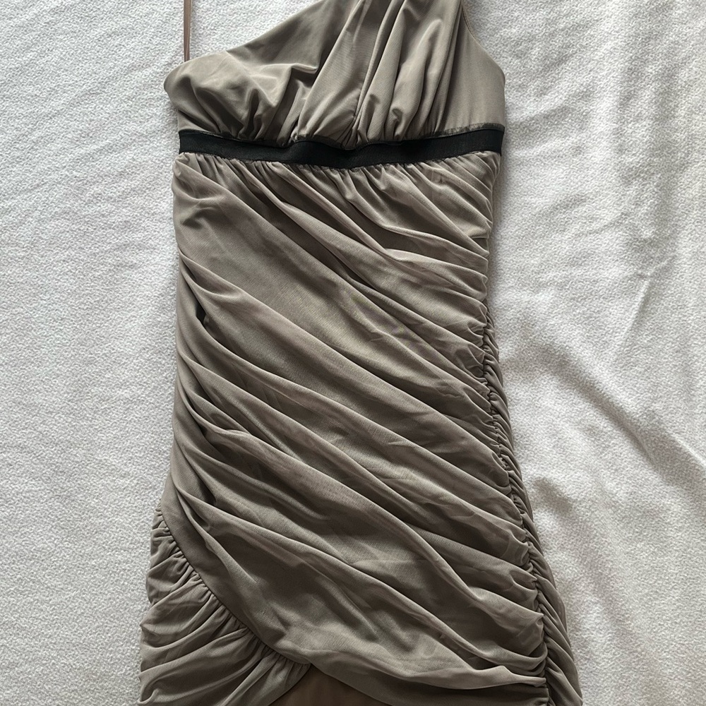 Elegant Taupe One-Shoulder Dress